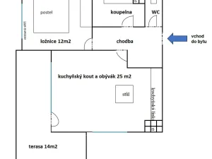 Prodej bytu 2+kk, Brno, Chudčická, 50 m2