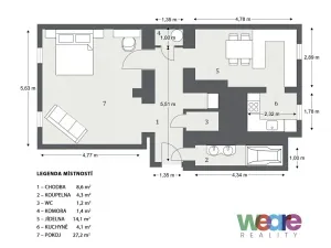 Prodej kanceláře, Praha - Vršovice, Černomořská, 57 m2