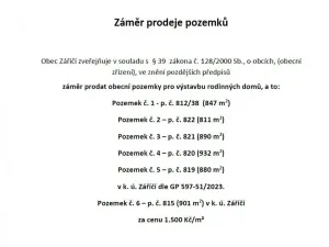 Prodej pozemku pro bydlení, Záříčí, 880 m2