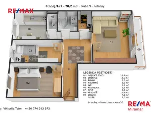 Prodej bytu 3+1, Praha - Letňany, Rýmařovská, 77 m2