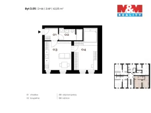 Prodej bytu 2+kk, Praha - Smíchov, Grafická, 35 m2