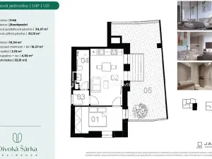 Pronájem bytu 2+kk, Praha - Liboc, Jenečská, 34 m2