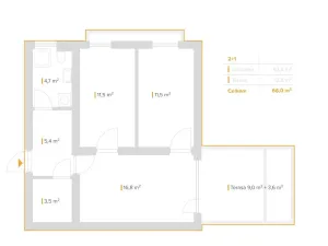 Pronájem bytu 2+1, Brno, Kobylín, 53 m2