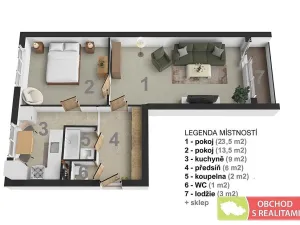 Pronájem bytu 2+1, Praha, Jasmínová, 60 m2