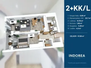 Prodej bytu 2+kk, Praha - Vysočany, Kabešova, 53 m2