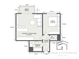 Pronájem bytu 2+kk, Praha - Kbely, Toužimská, 47 m2
