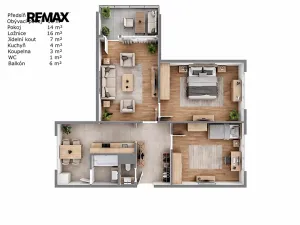 Prodej bytu 3+1, Horšovský Týn, Lidická, 68 m2