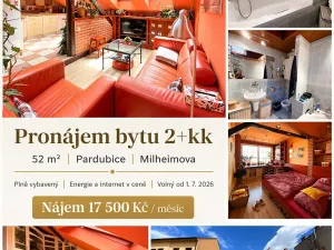 Pronájem bytu 2+kk, Pardubice, Milheimova, 52 m2