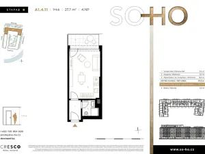 Prodej bytu 1+kk, Praha - Holešovice, Dělnická, 28 m2