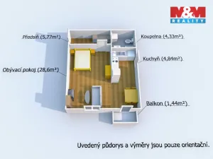 Prodej bytu 1+kk, Černošice, Komenského, 45 m2