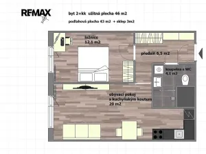 Pronájem bytu 2+kk, Praha - Stodůlky, Nušlova, 46 m2