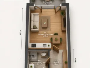 Prodej bytu 1+kk, Praha - Horní Měcholupy, Mantovská, 28 m2