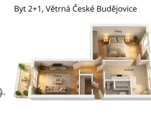 Pronájem bytu 2+1, České Budějovice, Větrná, 59 m2