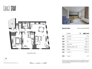 Prodej bytu 3+kk, Praha - Vršovice, Francouzská, 95 m2