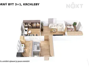 Prodej bytu 3+1, Krchleby, 55 m2