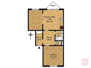 Pronájem bytu 2+kk, Praha - Horní Počernice, Markupova, 59 m2