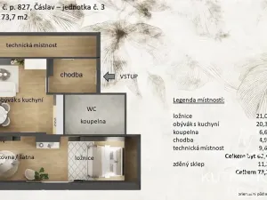 Prodej bytu 2+kk, Čáslav, Dusíkova, 74 m2