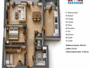 Prodej bytu 3+1, Praha - Smíchov, Plzeňská, 69 m2