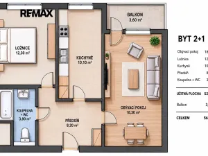Pronájem bytu 2+1, Praha - Modřany, Plevenská, 52 m2