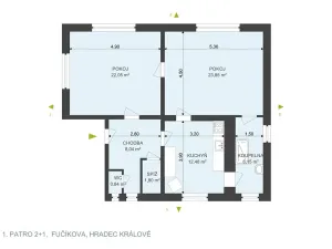 Pronájem bytu 2+1, Hradec Králové, Fučíkova, 75 m2