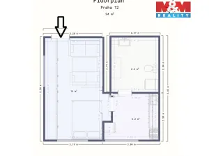 Pronájem bytu 1+1, Praha - Točná, Keltská, 34 m2