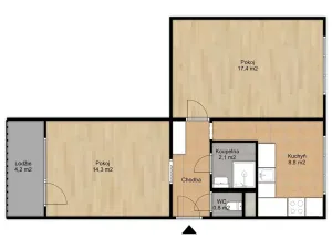 Pronájem bytu 2+1, Kralupy nad Vltavou - Lobeček, Sídliště, 48 m2