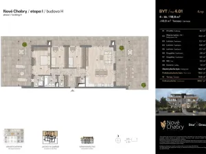 Prodej bytu 4+kk, Praha - Dolní Chabry, Bílenecké náměstí, 118 m2