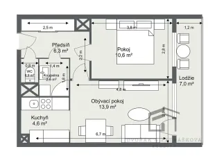 Prodej bytu 2+kk, Praha - Hostivař, Tenisová, 39 m2