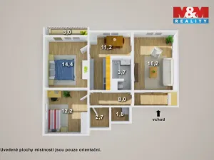 Prodej bytu 3+1, Bílina - Teplické Předměstí, Sídliště Za Chlumem, 76 m2