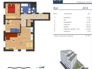 Pronájem bytu 3+kk, Praha - Krč, Pacovská, 68 m2