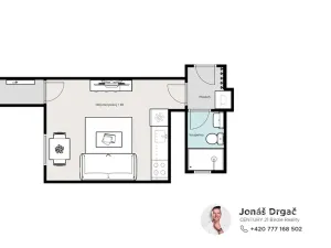 Pronájem bytu 1+kk, Praha - Nusle, Sezimova, 27 m2