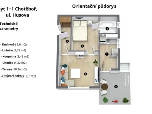 Prodej bytu 1+1, Chotěboř, Husova, 36 m2