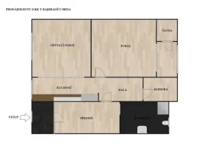 Pronájem bytu 2+kk, Rajhrad, Vrázova, 80 m2