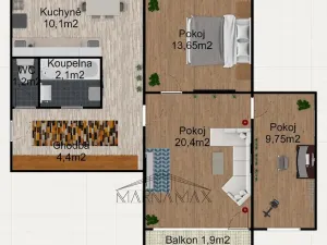 Pronájem bytu 3+1, Klášterec nad Ohří - Miřetice u Klášterce nad Ohří, Pod Stadionem, 64 m2