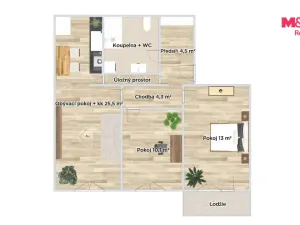 Prodej bytu 3+kk, Praha - Hostivař, Loučimská, 63 m2