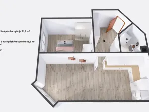 Pronájem bytu 2+kk, Jičín, Ruská, 71 m2
