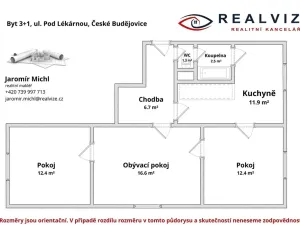 Prodej bytu 3+1, České Budějovice, Pod Lékárnou, 65 m2