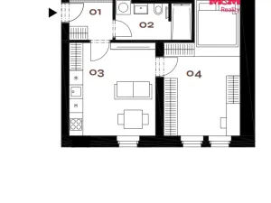 Prodej bytu 2+kk, Praha - Smíchov, Grafická, 42 m2