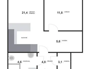 Pronájem bytu 2+kk, Plzeň - Skvrňany, Kreuzmannova, 53 m2
