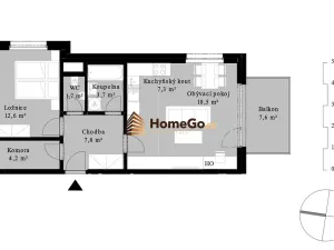 Pronájem bytu 2+kk, Praha - Modřany, Komořanská, 65 m2