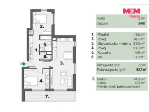 Prodej bytu 3+kk, Liberec - Liberec XXV-Vesec, K Sportovnímu Areálu, 77 m2
