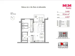 Pronájem bytu 2+kk, Plzeň - Východní Předměstí, Jablonského, 58 m2