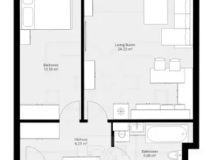 Pronájem bytu 2+kk, Jinočany, Za Devítkou, 52 m2