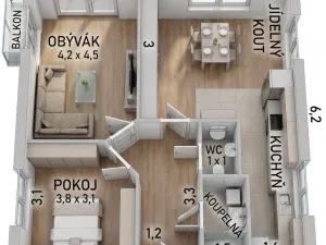 Pronájem bytu 3+kk, Rychnov nad Kněžnou, Janáčkova, 65 m2