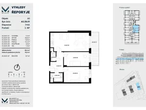 Pronájem bytu 3+kk, Praha - Řeporyje, Haenkeho, 65 m2