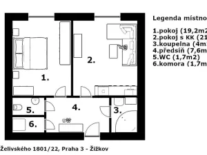 Pronájem bytu 2+kk, Praha - Žižkov, Jana Želivského, 56 m2