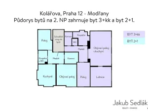 Prodej bytu 2+1, Praha - Modřany, Kolářova, 54 m2