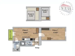 Prodej bytu 1+1, Praha - Smíchov, U Paliárky, 43 m2