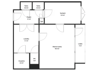 Prodej bytu 1+1, Brno - Bohunice, Švermova, 42 m2