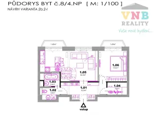 Pronájem bytu 2+kk, Olomouc, kpt. Nálepky, 53 m2